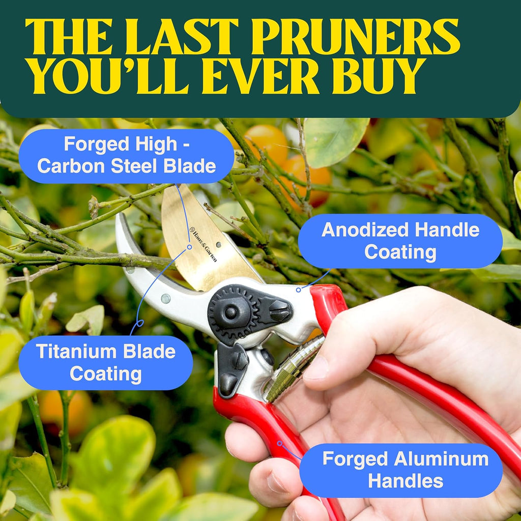 ClassicPRO 8.5" Professional Premium Titanium Bypass Pruning Shears - Use As Pruners, Garden Shears, Heavy Duty