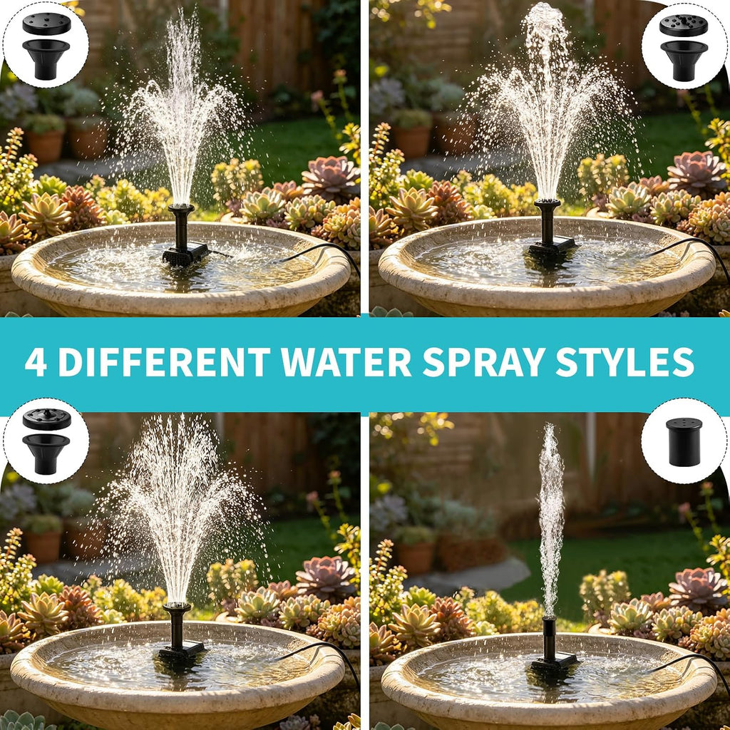 Solar Fountain Pump, DIY Solar Water Pump Kit for Bird Bath, Upgraded 1.8W Solar Powered Fountain with 9.84FT Cord &