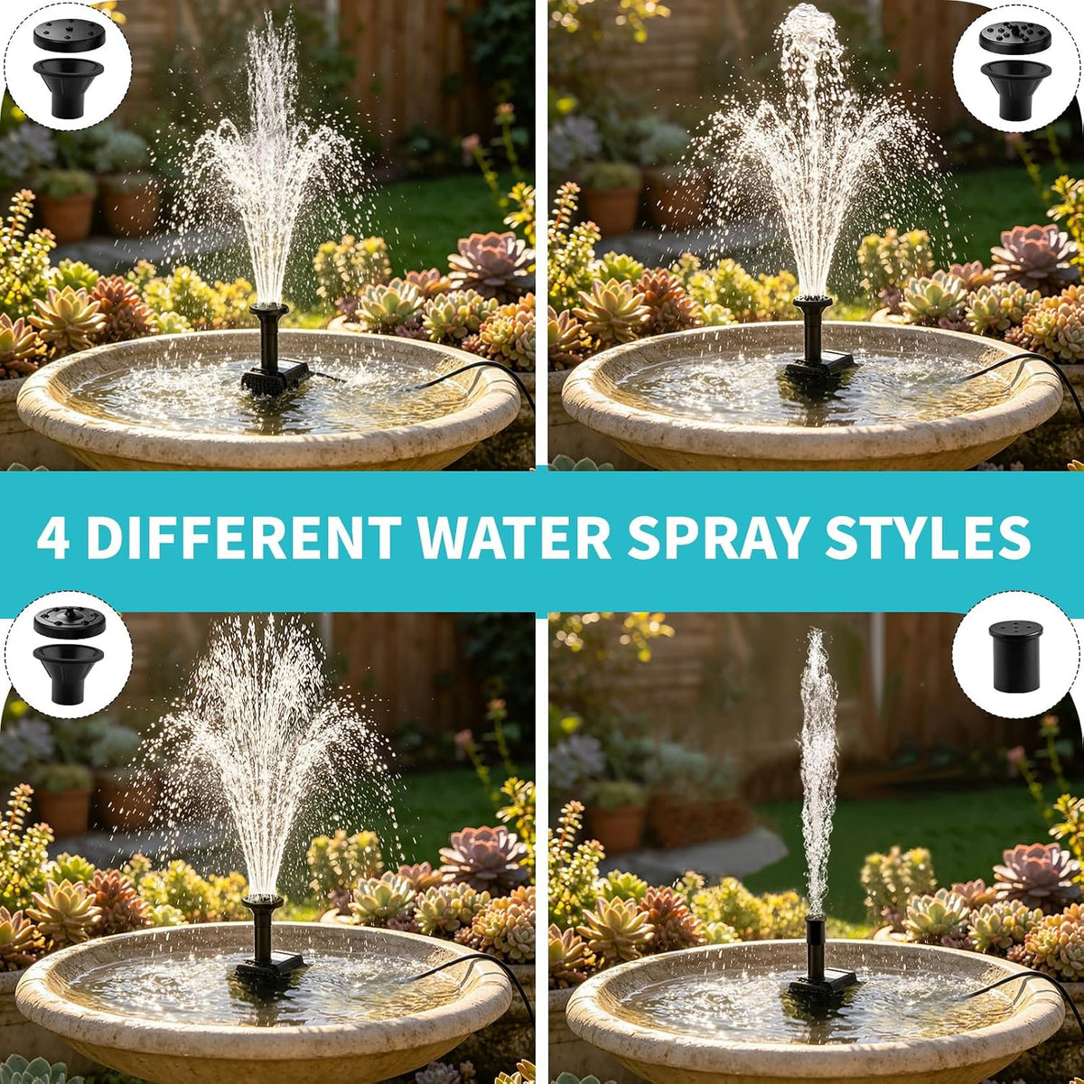 Solar Fountain Pump, DIY Solar Water Pump Kit for Bird Bath, Upgraded 1.8W Solar Powered Fountain with 9.84FT Cord &