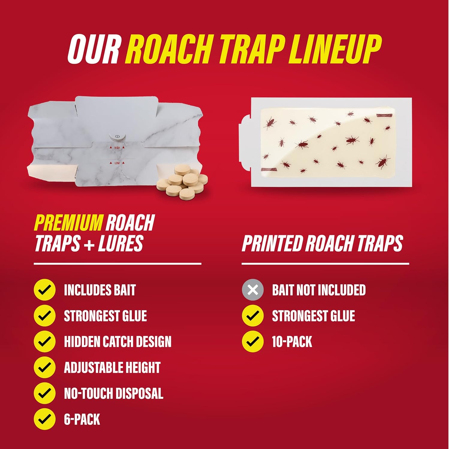 Roach Trap Glue Boards 6-Pk, Adhesive Bug Catcher, Insect & Roach Killer, Scorpion, Spider, Cricket, & Cockroach