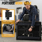 Portable Work Table, 1650lbs Capacity, Folding Work Bench, Black