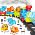 Train Set for Toddlers with Steam, Music, Lights and 3 Animal Cars | Electric train fun meets animal play with music