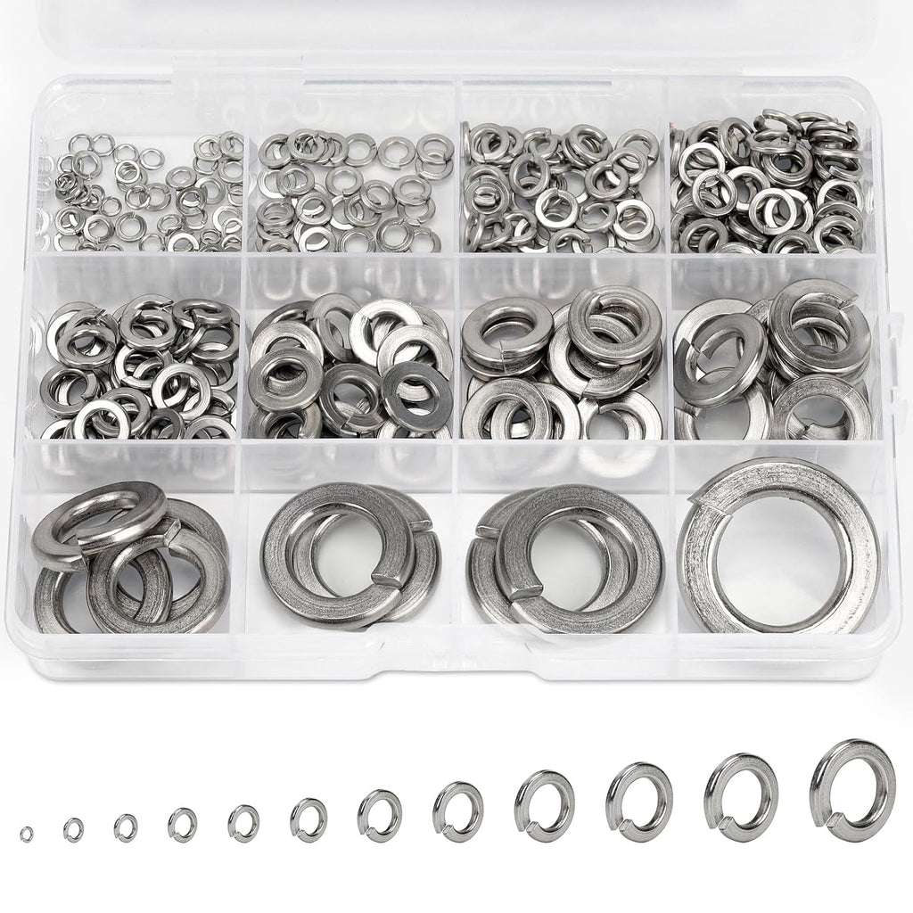 376Pcs SAE Spring Lock Washer Assortment Kit 304 Stainless Steel