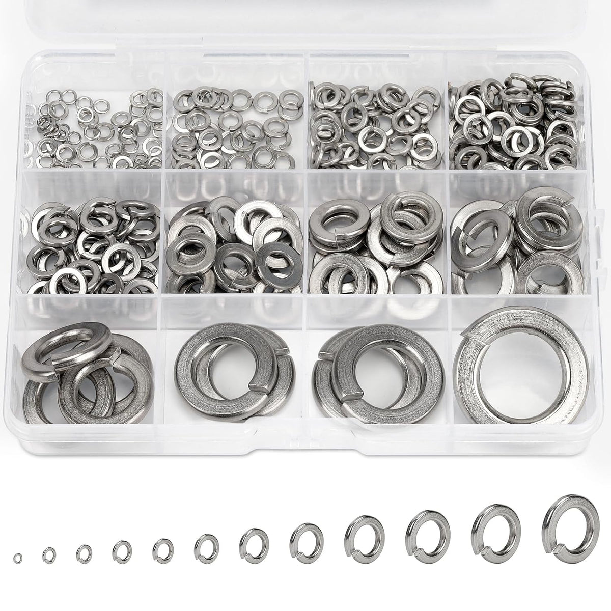 376Pcs SAE Spring Lock Washer Assortment Kit 304 Stainless Steel