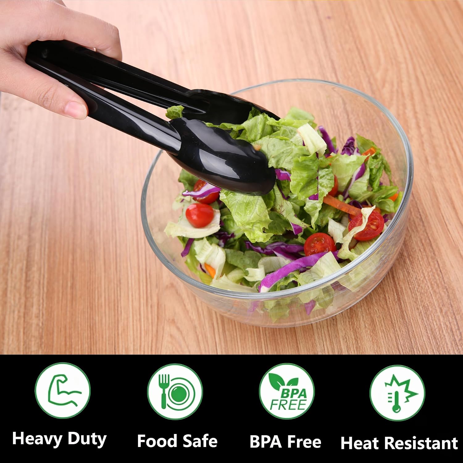 Plastic Serving Tongs Disposable Kitchen Tongs for Food Salad | 9 Inch Heavy Duty, BPA free, 24 Pcs, Perfect for