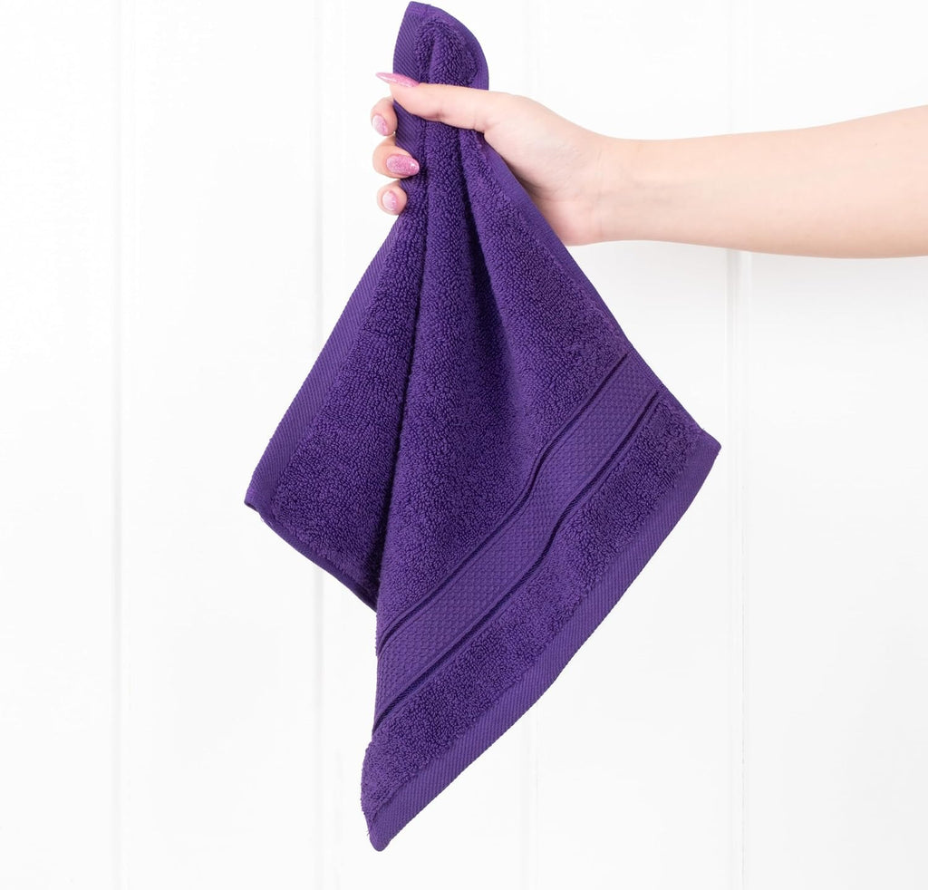 Salem Washcloth Sets, 4 Piece Luxury 600 GSM 100% Cotton Washcloths for Bathroom, 13x13 inches Washrags Premium