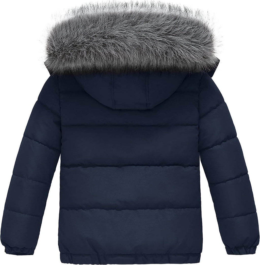 Boys' Winter Coat Waterproof Puffer Jacket with Detachable Hood | Removable Faux Fur Hood,5000mm Waterproof,Fleece
