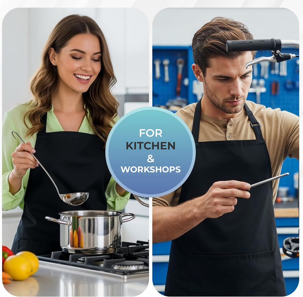 Bib Aprons 4 Pack Adjustable With 2 Pockets