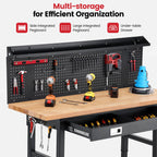 60-Inch Heavy Duty Workbench with Wheels, Adjustable Height