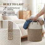 60L Cotton Rope Laundry Basket Hamper, Brown