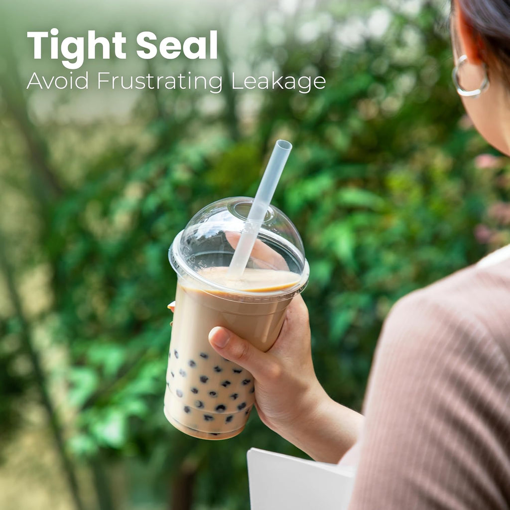 100 Pack 12 oz Disposable Plastic Coffee Cups with Dome Lids, To Go Iced Coffee Cups with Lids, BPA Free Clear