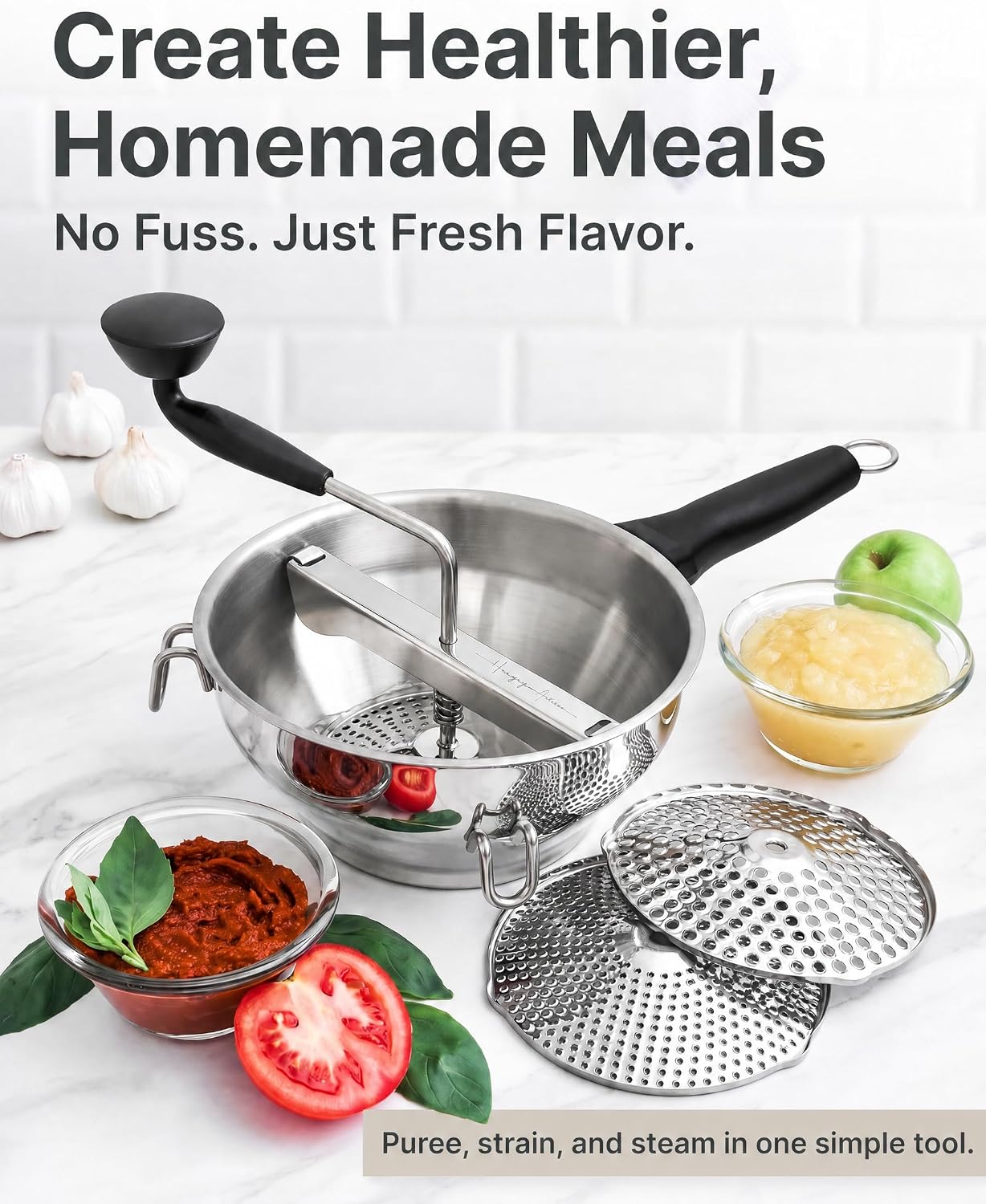 Hungry Artisan Compact Food Mill for Applesauce & Tomato Sauce