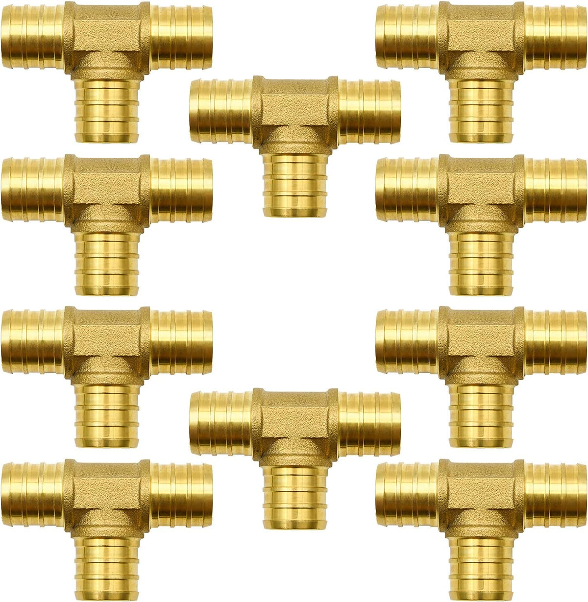 10 Pack 3/4" PEX Fittings, Brass Tee Fittings