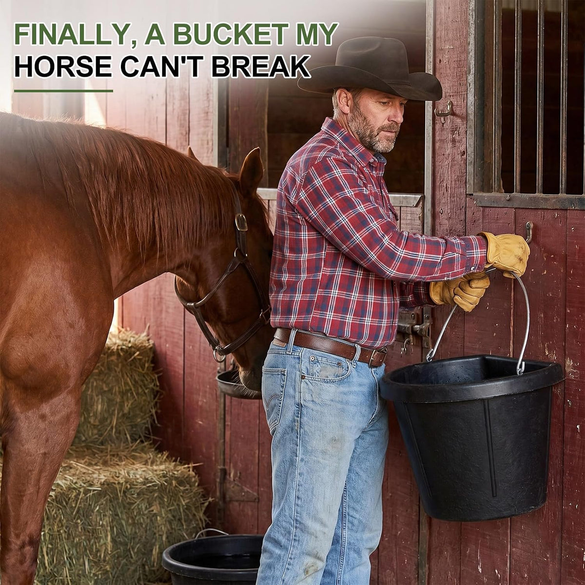 4 Pcs Rubber Horse Feed Bucket Hanging, 18 Quart 4.5 Gallon