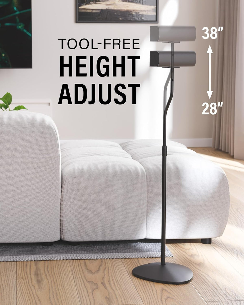 Speaker Stands Pair for Satellite & Bookshelf Speakers up to 3.5lbs – 10” Height Adjustment – Includes L-Shaped