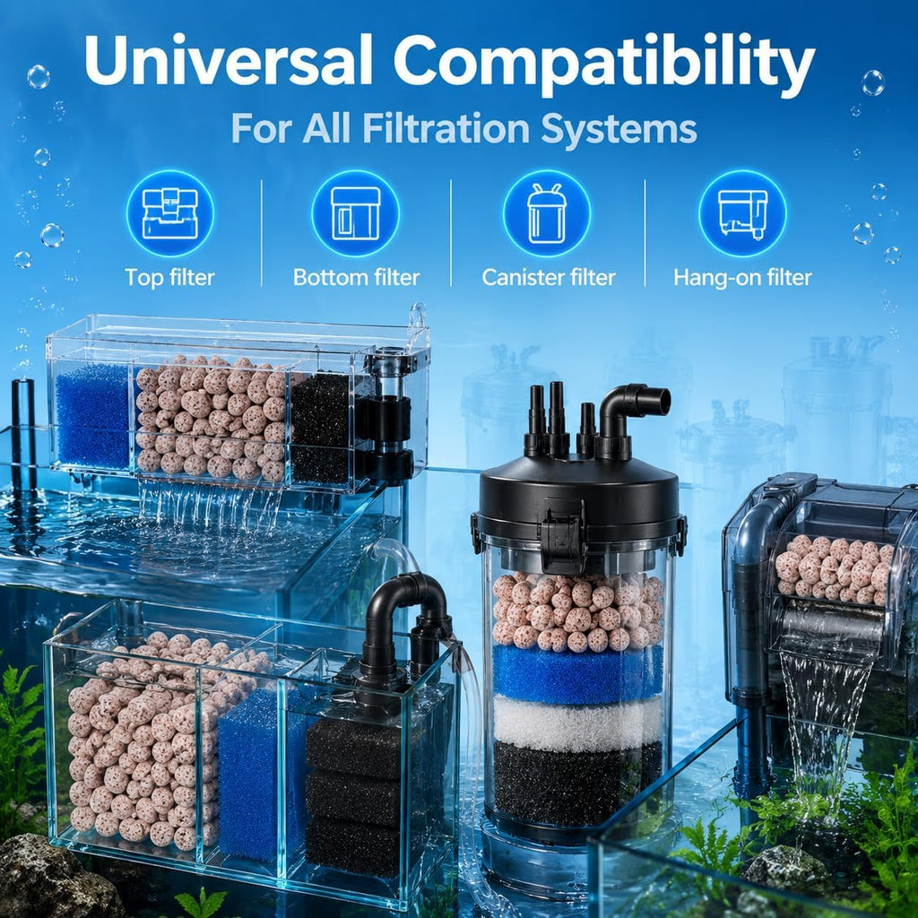 30oz Ceramic Bio Balls - Aquarium Filter Media with 4 Mesh Bags
