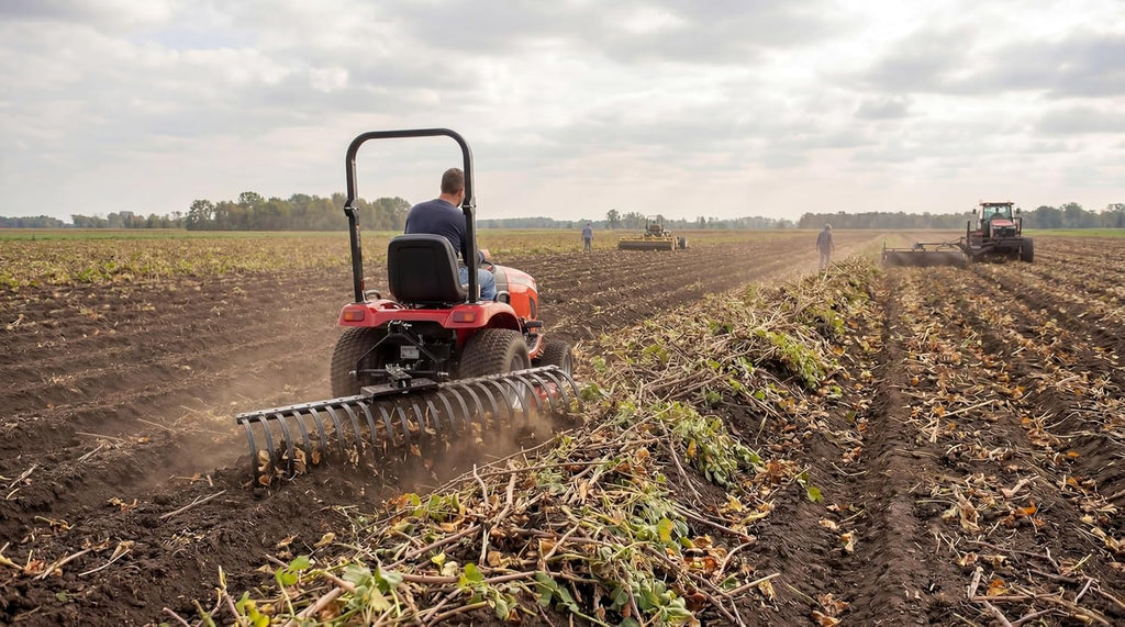 IMPACT IMPLEMENTS Cat-0 Agricultural Field Landscape Rake with Spring Steel Tines for Quick Clearing of Field Debris