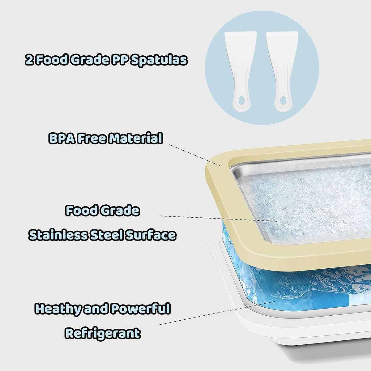 Ice Cream Roll Maker Rolled Ice Cream Machine, Sweet Spot Pan, Instant Cold Plate, Ideal for Making Rolled Ice Cream
