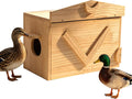 Handcrafted Solid Wood Duck House - Large Natural Outdoor Duck Nesting Box for Wood Ducks & Mergansers, Easy Pole