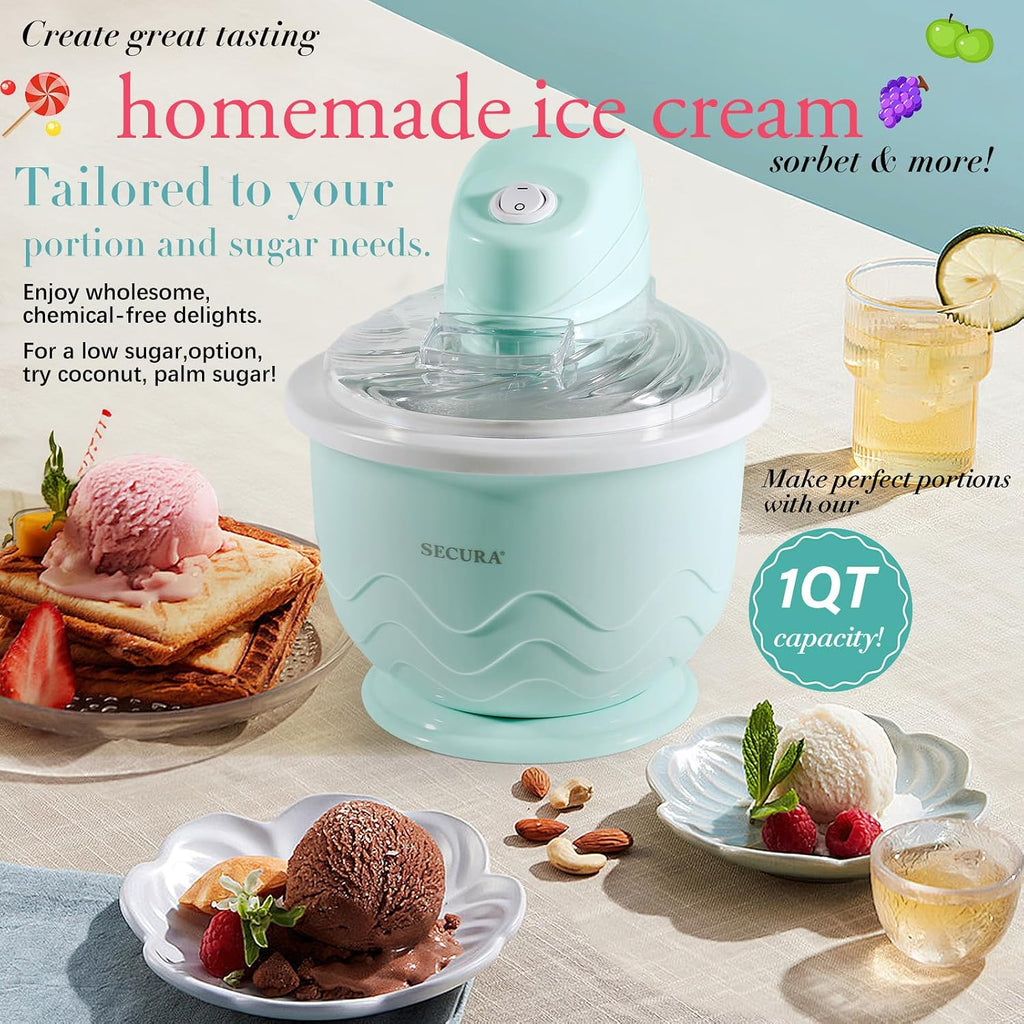 Ice Cream Maker, DIY Visualization Electric for Gelato & Sorbet 1QT