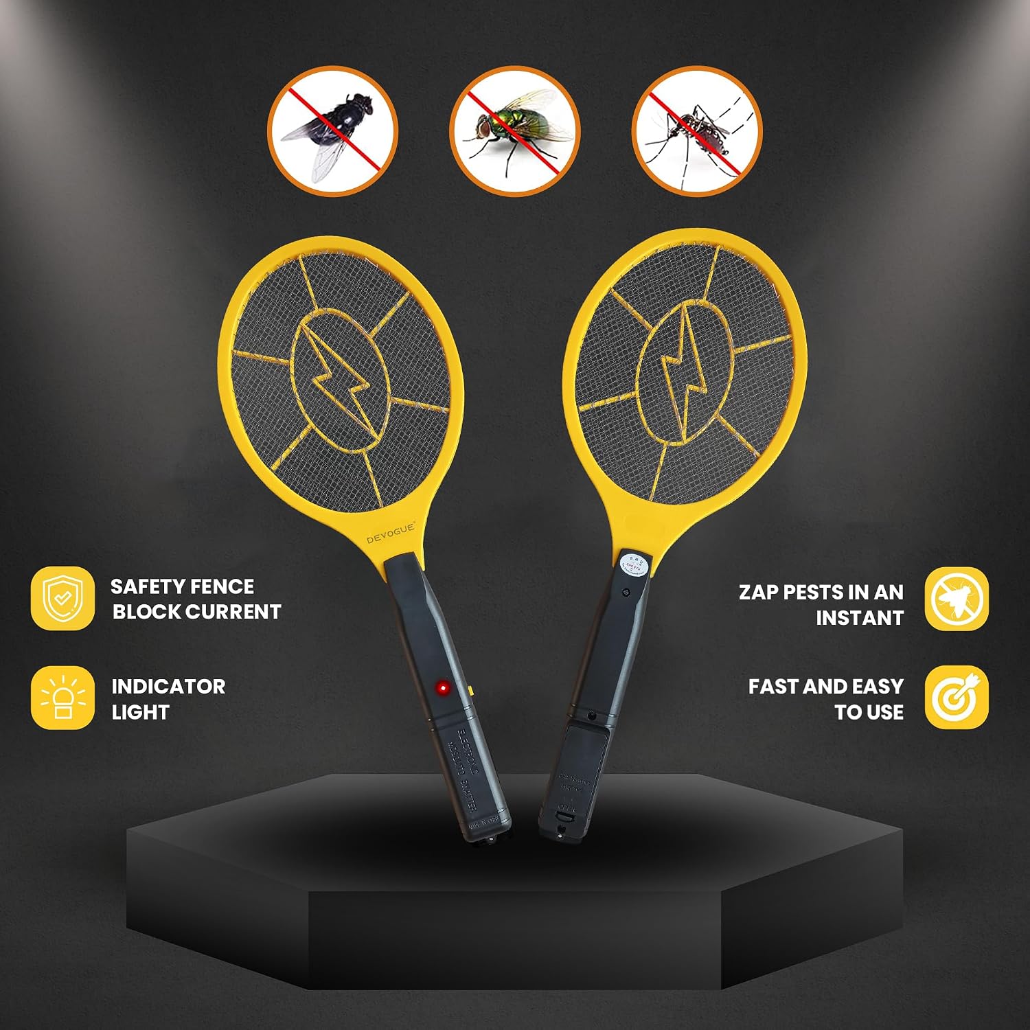 Electric Fly Swatter Bug Zapper Battery Operated Flies Killer Indoor and Outdoor Pest Control Mosquito Zapper and