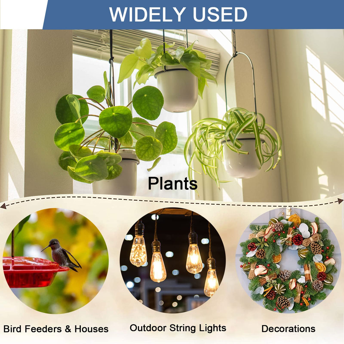 Q Hanger Ceiling Screw Hooks for Hanging Outdoor String Light, Plants