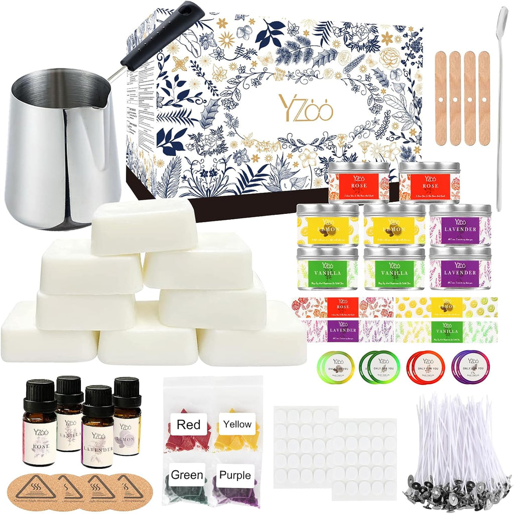 Complete Candle Making Kits for Adults Beginners, DIY Candle Making Supplies Include Soy Wax,Wax