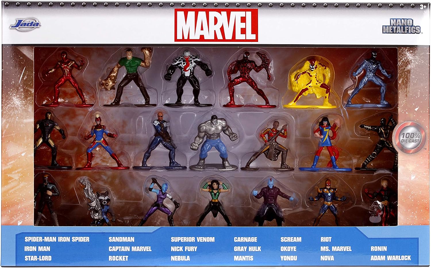 Marvel 1.65" Die-cast Metal Collectible Figures 20-Pack Wave 3, Toys for Kids and Adults
