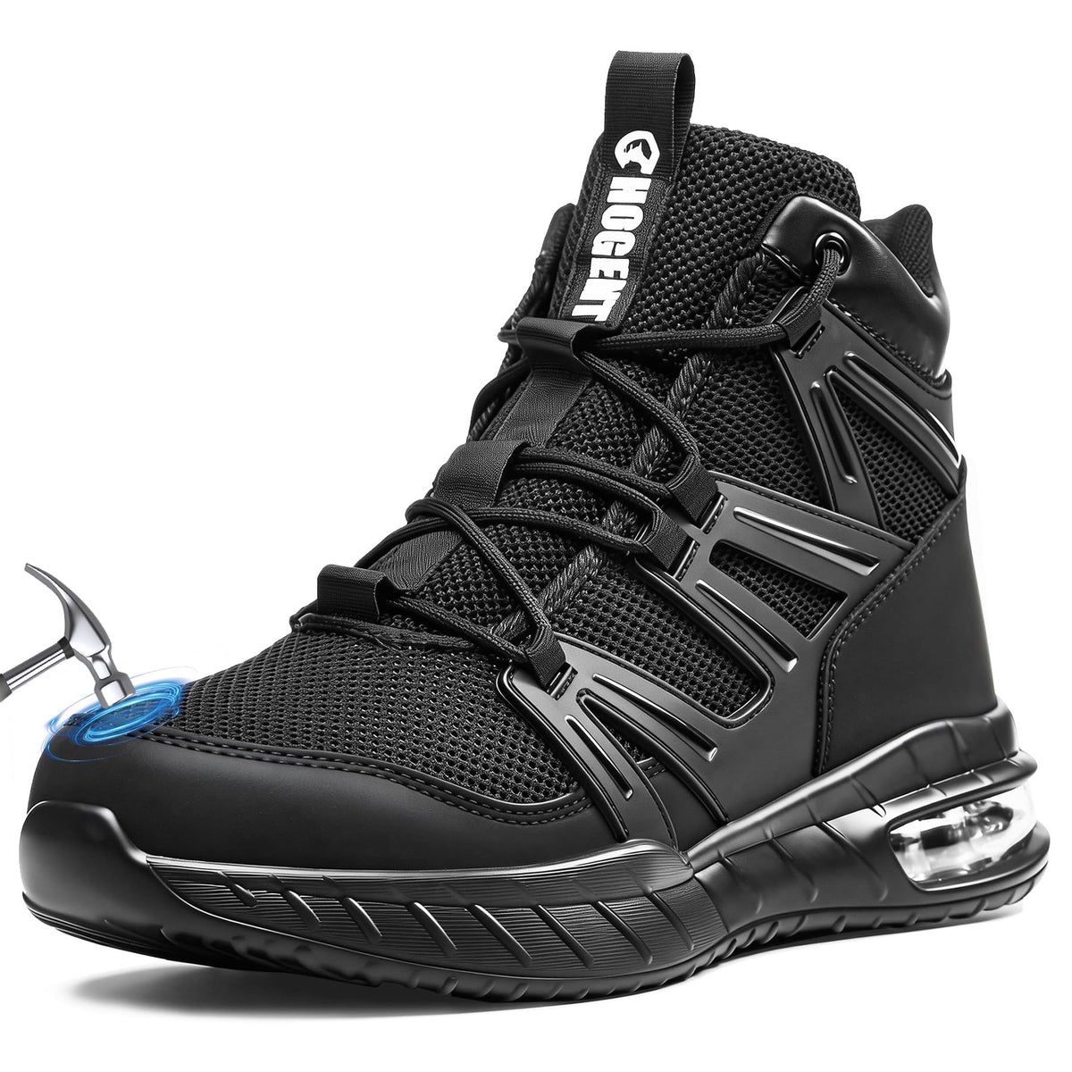 Steel Toe Boots for Men, Cushioned Safety Work Shoes