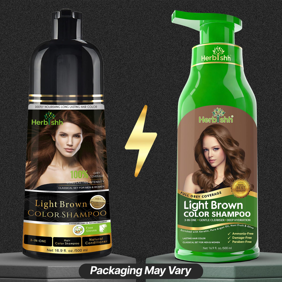 Light Brown Hair Dye Shampoo for Gray Hair Coverage 500ml