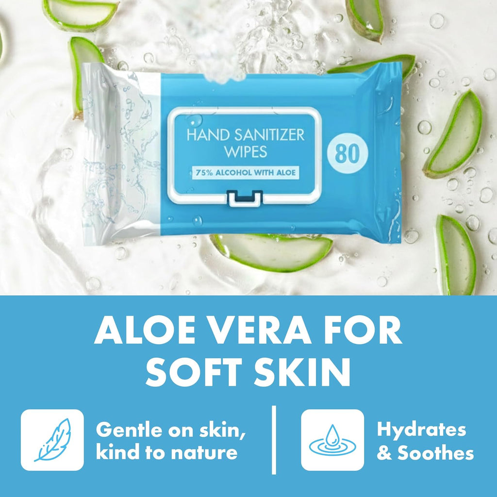 Hand Sanitizer Wipes 75% Alcohol, Aloe Infused, Antibacterial 320ct.