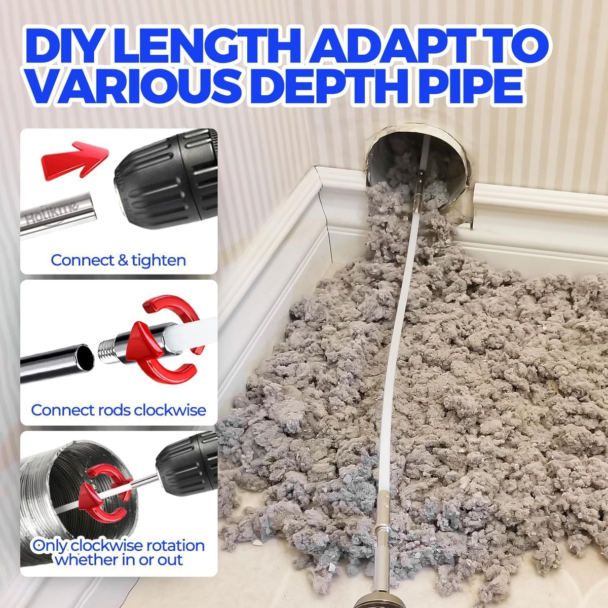 Dryer Vent Cleaner Kit - 20Ft Flexible Lint Brush for Deep Cleaning