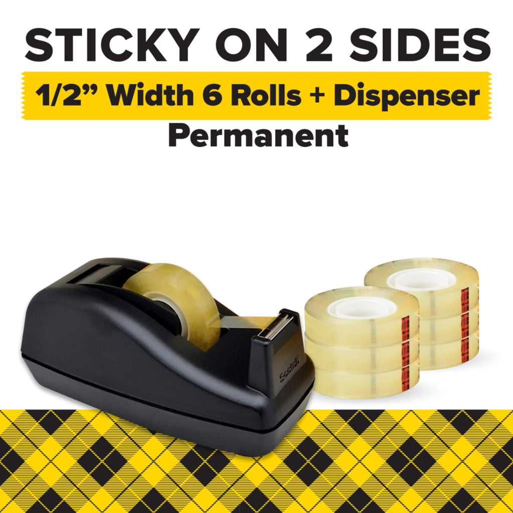 Double Sided Tape with Tape Dispenser, 0.50 in. x 900 in.