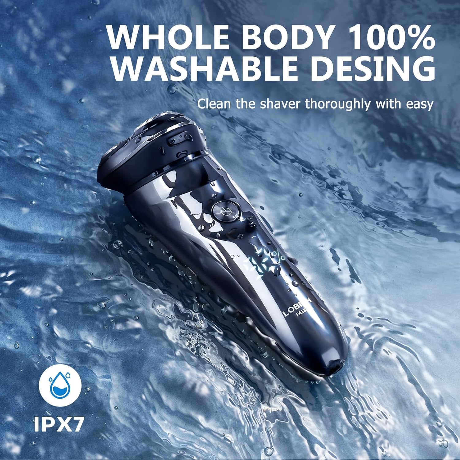 Electric Shaver for Men, 100% Washable Rotary Shaver, Men's Electric Razor | Rechargeable Waterproof, Wet & Dry