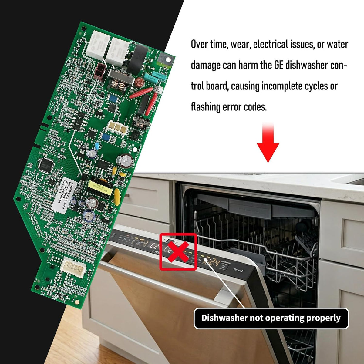WD21X24901C Dishwasher Control Board Replacement for GE, Hotpoint, Whirlpool, Amana - Replaces WD21X24901, WD21X24901E, WD21X24901R, WD21X24799, WD21X22949