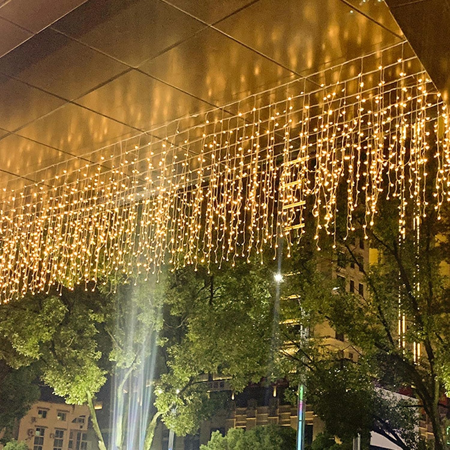 LED Ceiling Icicle Lights, 13FT 96 LEDs 8 Modes Twinkle Christmas Hanging Fairy String Curtain Lights for Parties