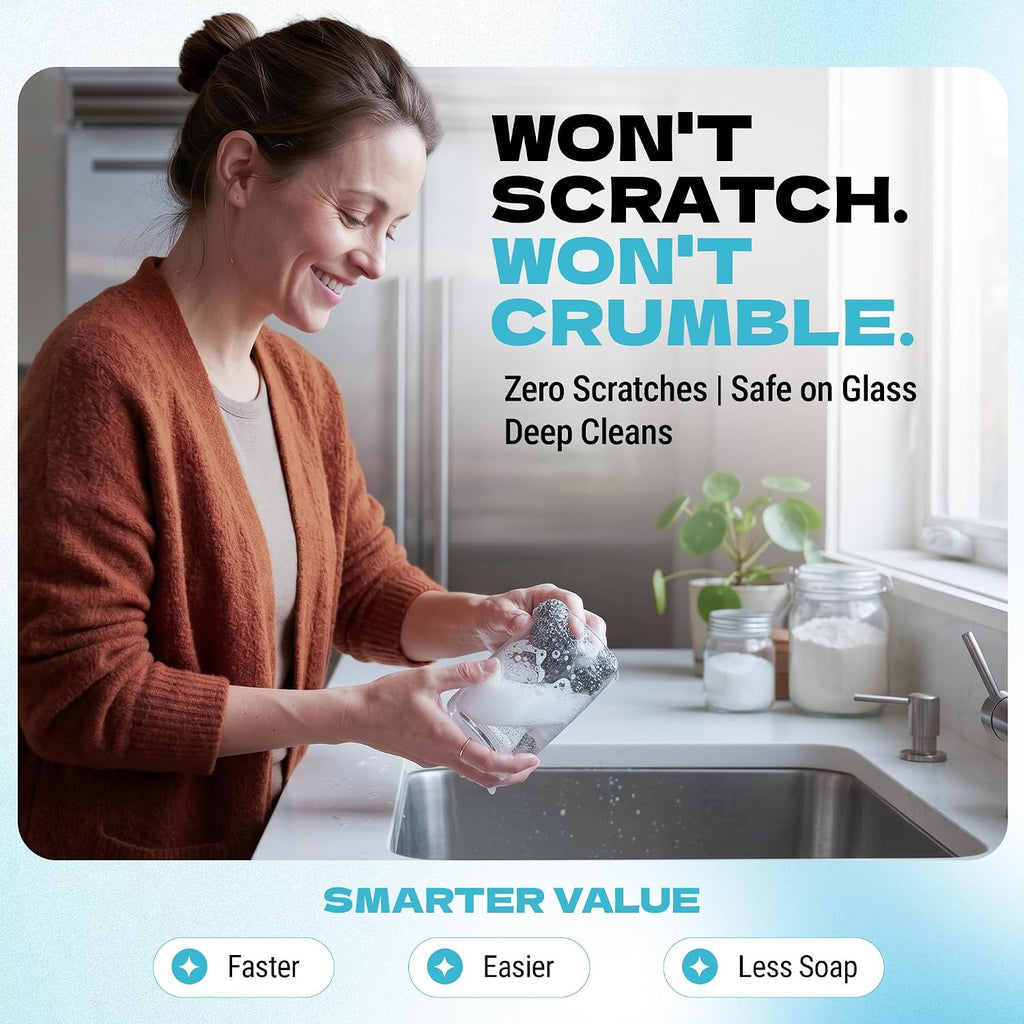 Kitchen Sponges for Dishes, Scouring Pads Non Scratch Scrubbers