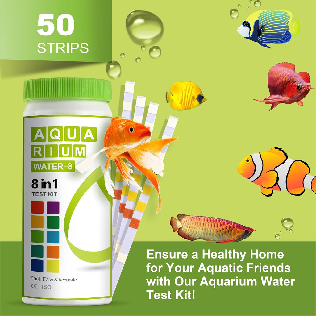 8-in-1 Aquarium Test Kit for Fish Tanks - Quick & Accurate Water Testing Strips for Aquariums & Ponds. Tests pH