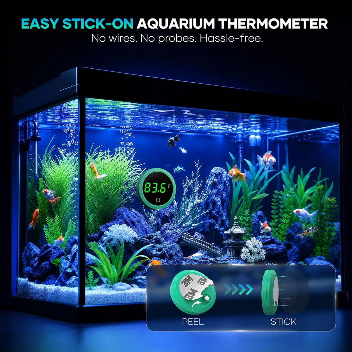 LED Aquarium Thermometer, Digital Fish Tank Thermometer