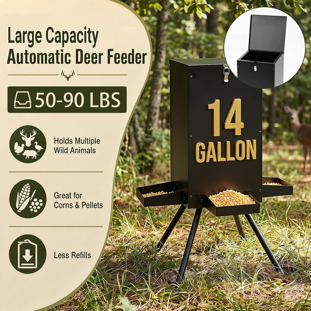 Gravity Metal Deer Feeder with 4 Feeding Trays