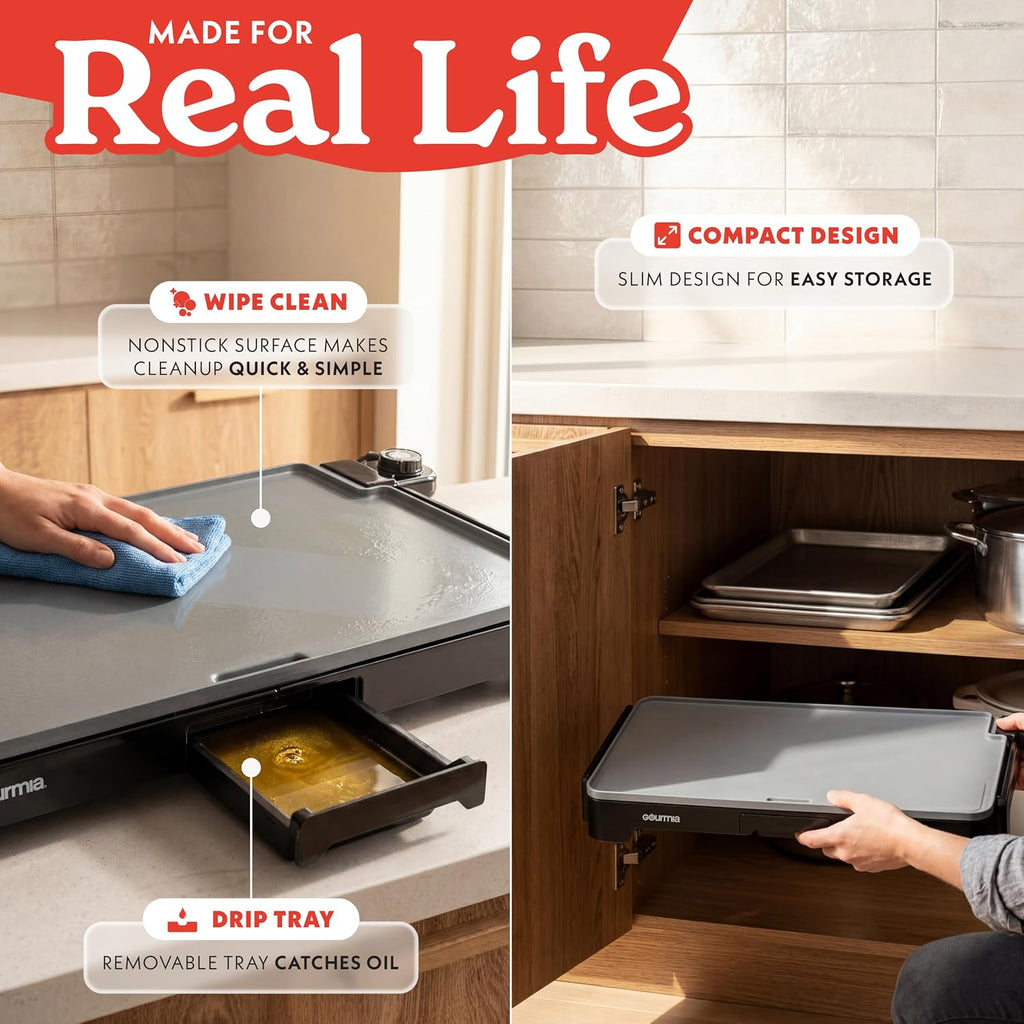 22 Inch XL Electric Griddle Pan - Nonstick Extra Large Flat Top Ceramic Surface, Countertop Cooker, Adjustable