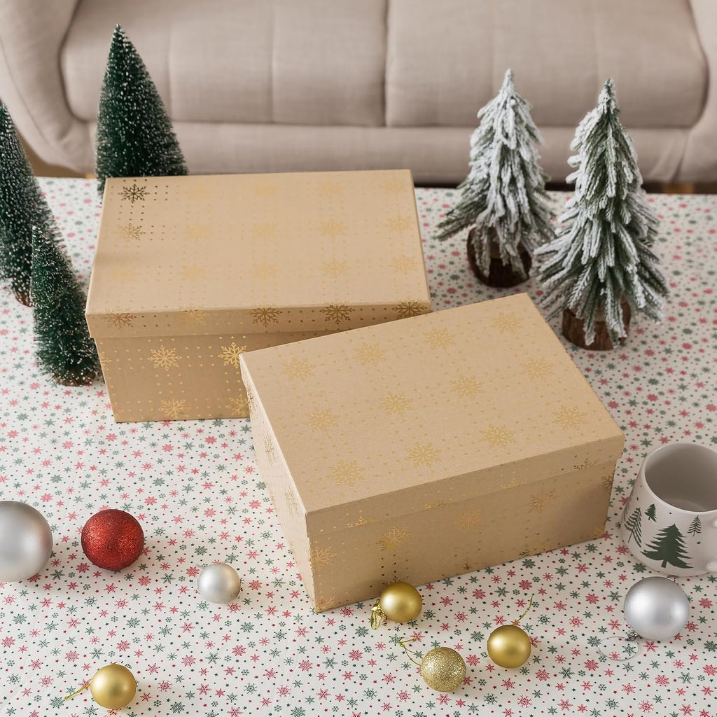 Large Christmas Nesting Gift Boxes with Lids, Set of 2, Kraft