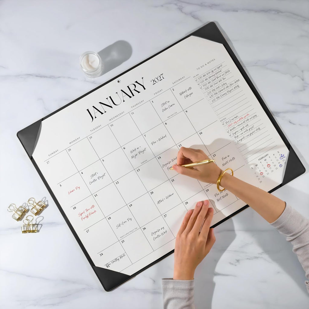 Simplified Desk Calendar 2026-2027 with Desktop Mat, Large Desk Pad Calendar from July 2026 to December 2027, 22 x 17