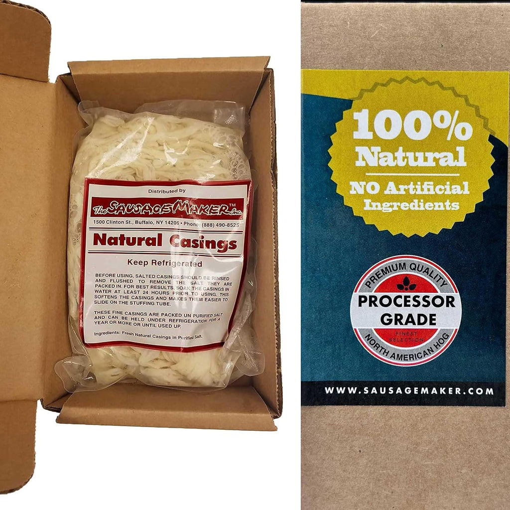Natural Hog Sausage Casings 42 To 44 MM Butcher Pack, Makes 100 Lb Meat, North American Edible Pork Casing For Links