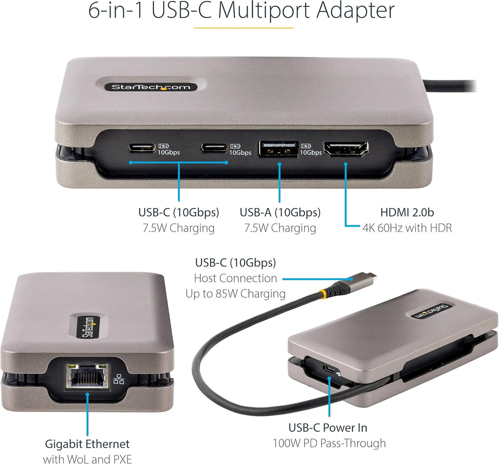 USB-C Docking Station for MacBook Pro M1 M2 M3 M4 and Windows, 4K 60Hz HDMI, HDR, USB 10Gbps Hub, 100W Laptop