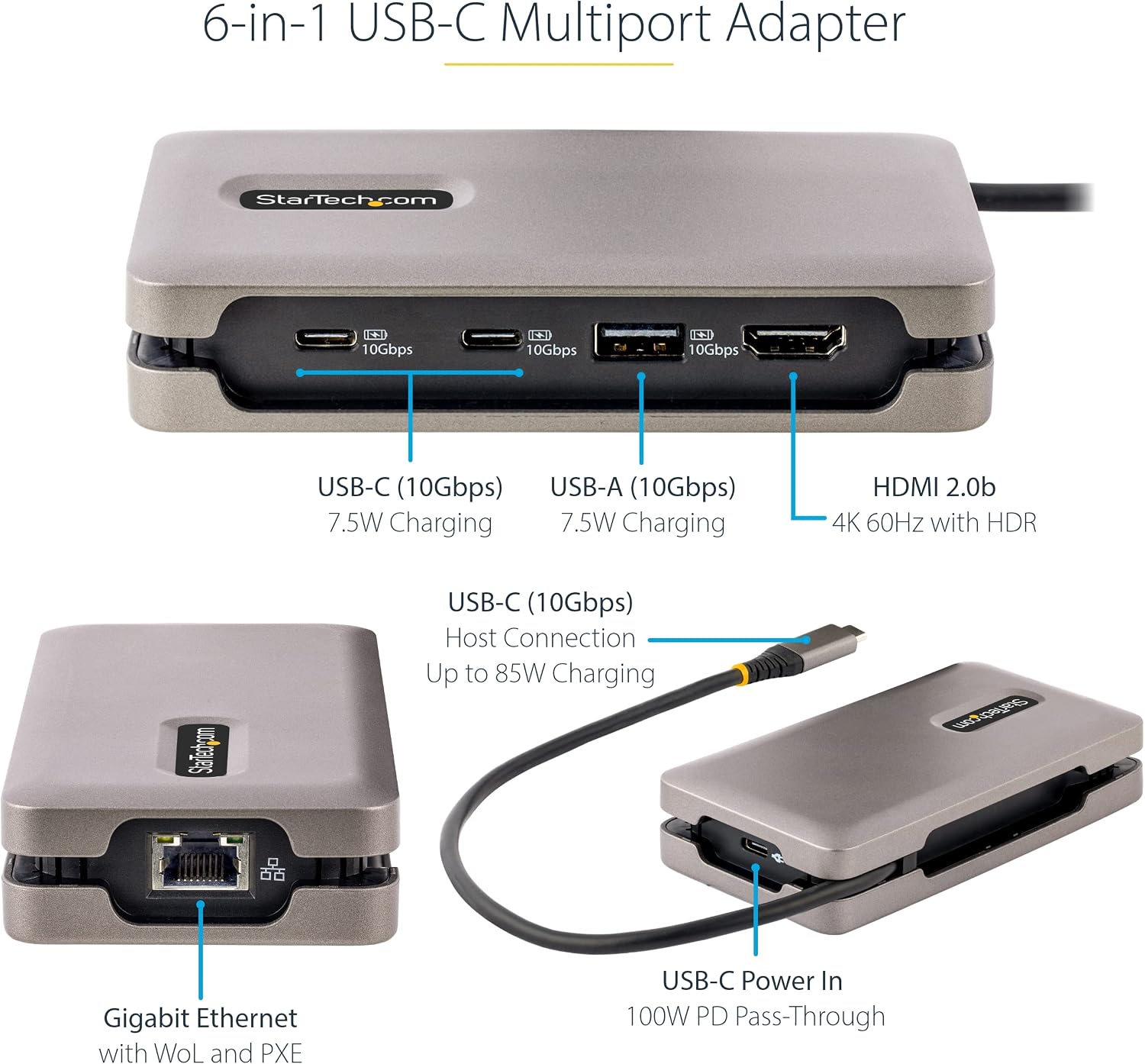 USB-C Docking Station for MacBook Pro M1 M2 M3 M4 and Windows, 4K 60Hz HDMI, HDR, USB 10Gbps Hub, 100W Laptop