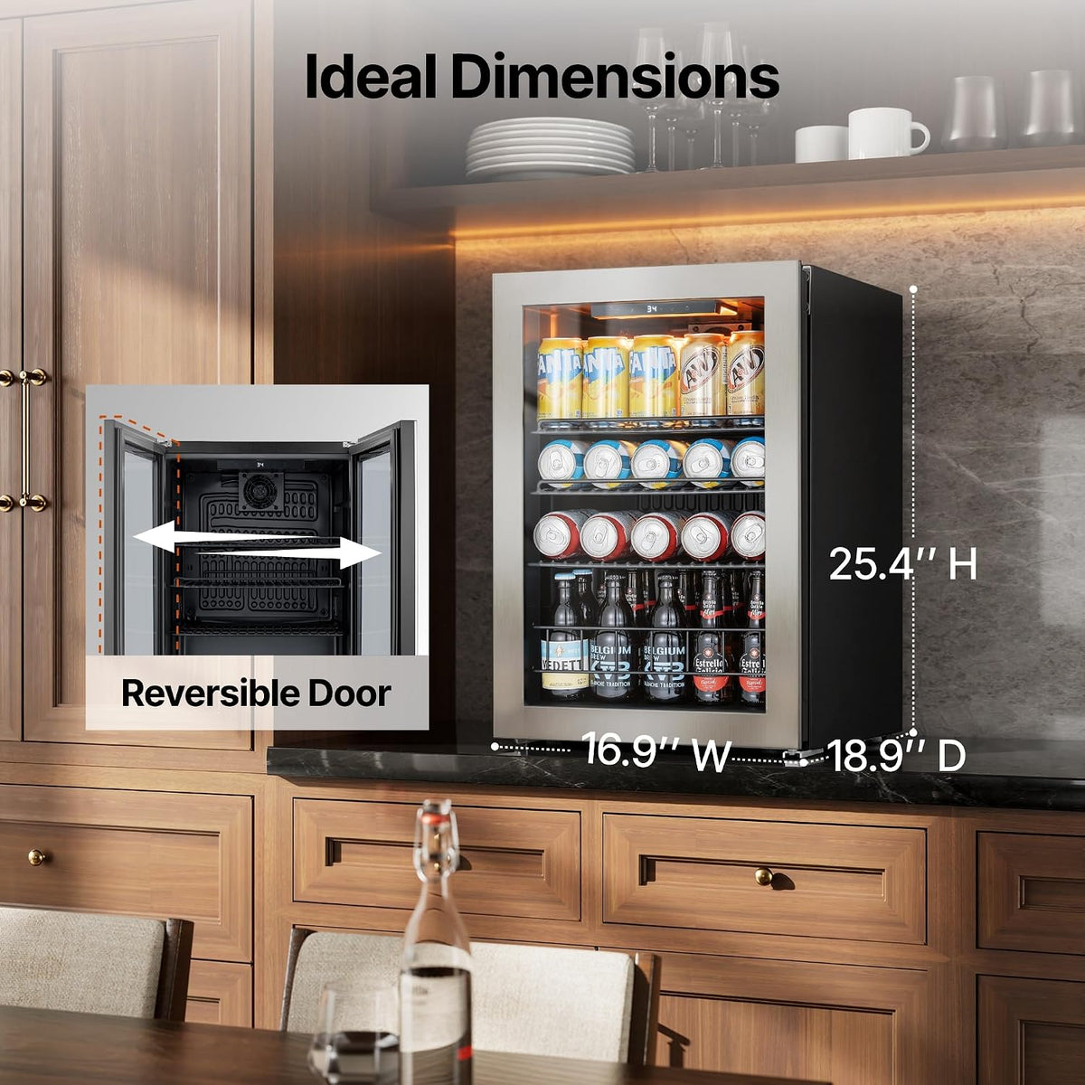 85 Cans Mini Fridge, Beverage Refrigerator Cooler for Drink, Beer