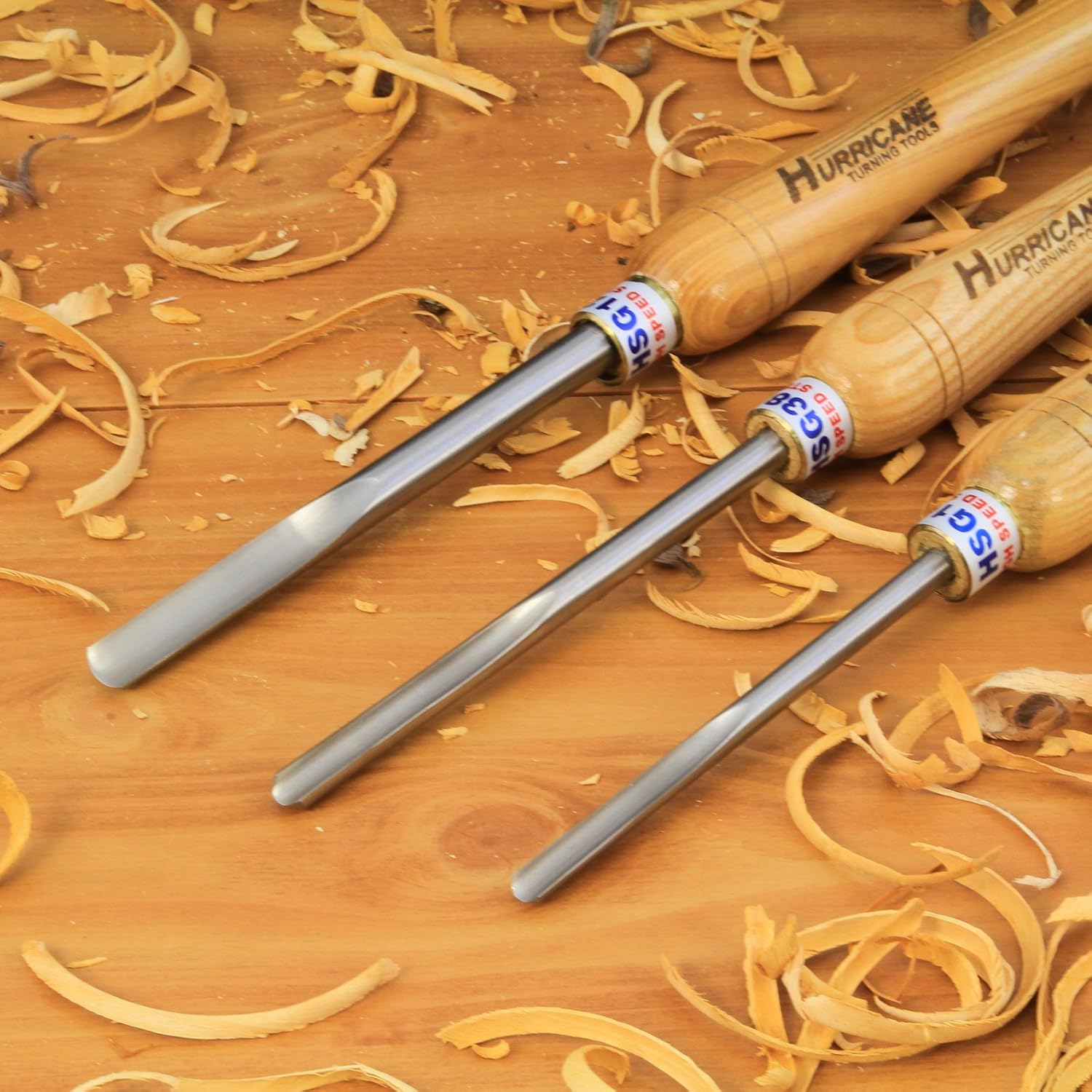 HSS, 3 Piece Spindle Gouge Set (1/4", 3/8" and 1/2" Flute), Standard Series, Woodturning Tools