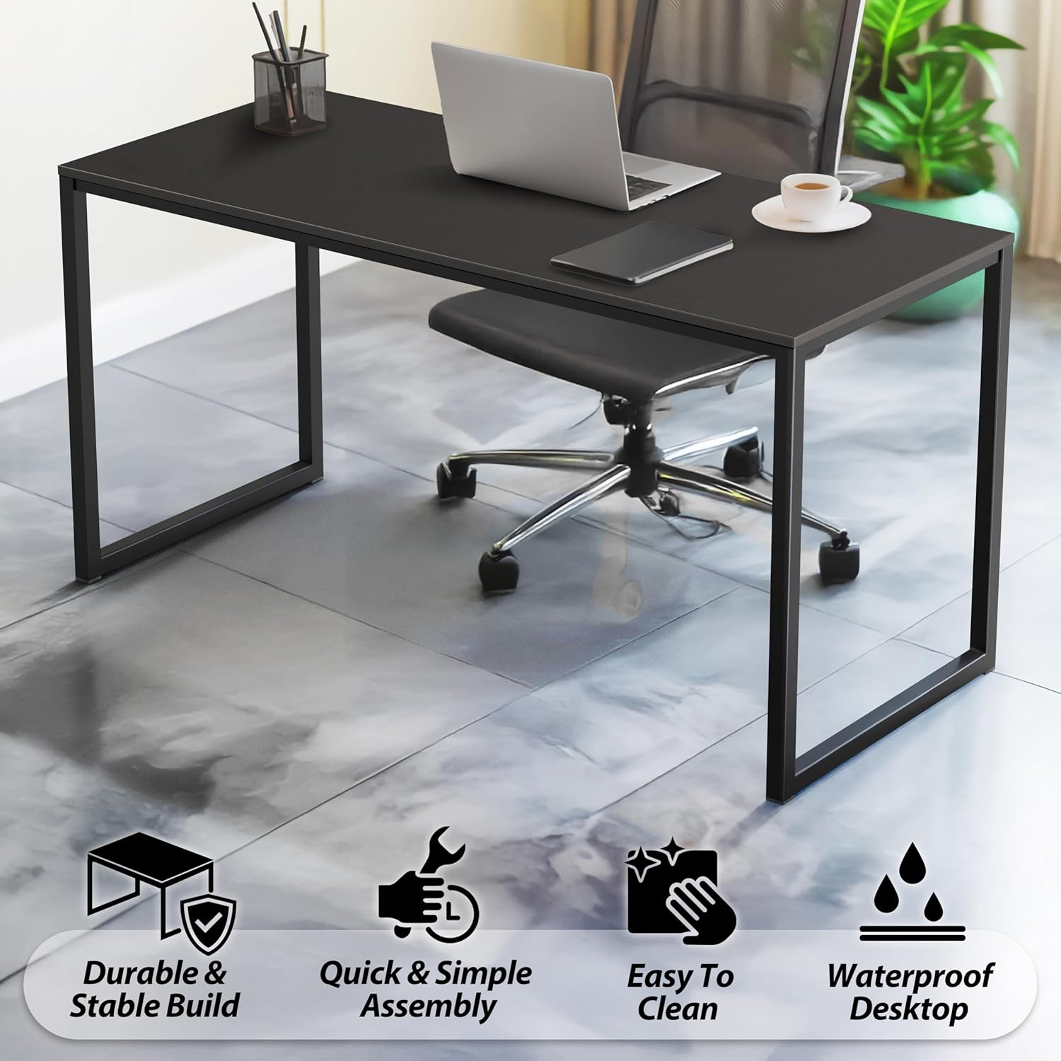 Mission 55-Inch Home Office Computer Desk, Black