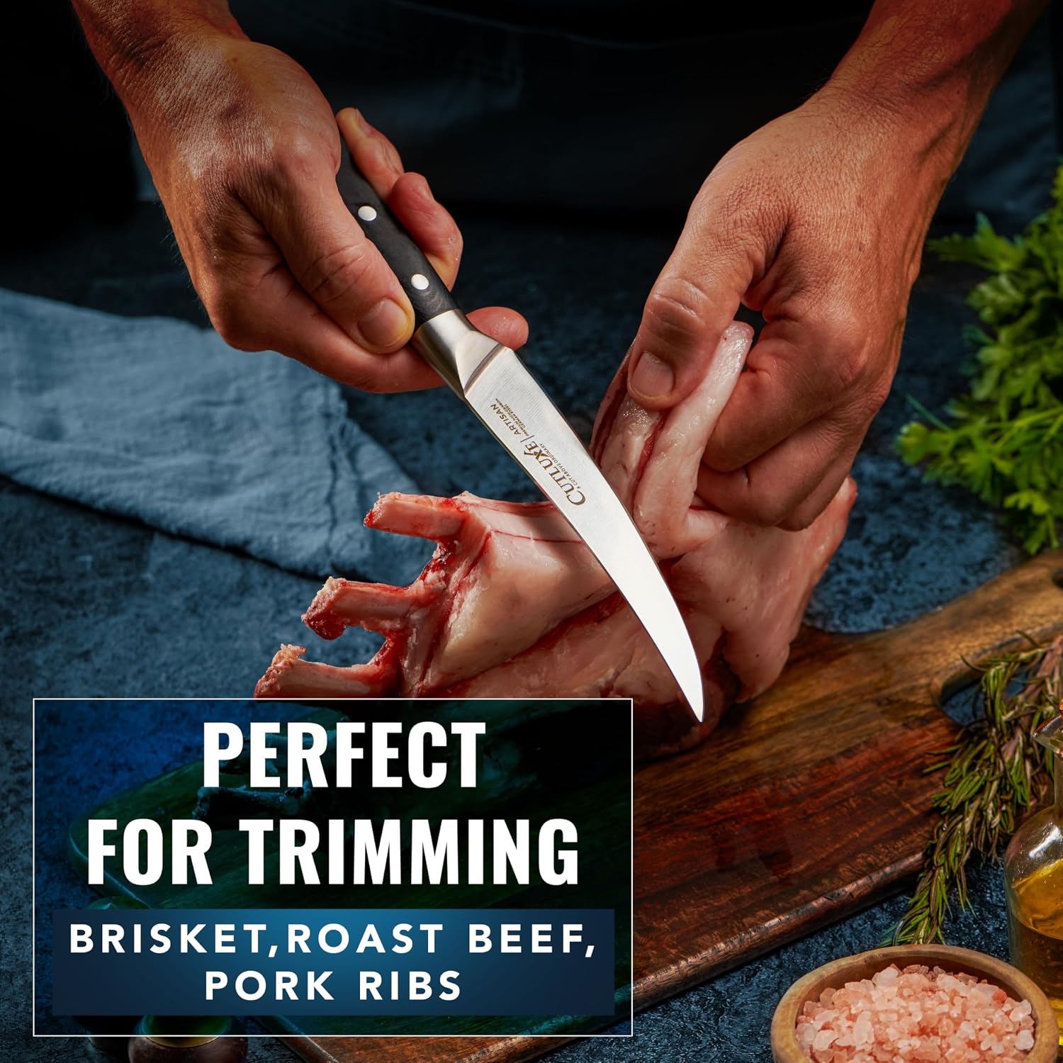 Curved Boning Knife, 6" for Meat Cutting & Trimming – Fillet Knife